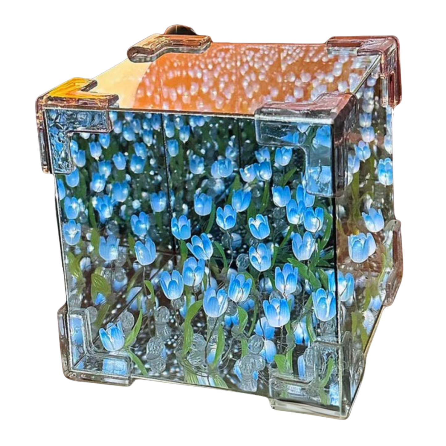 Lampara de luces led Tulipanes infinitos en forma de cubo
