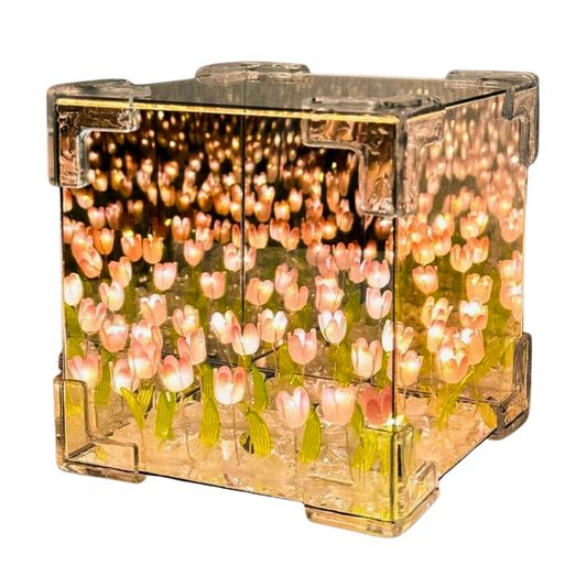 Lampara de luces led Tulipanes infinitos en forma de cubo